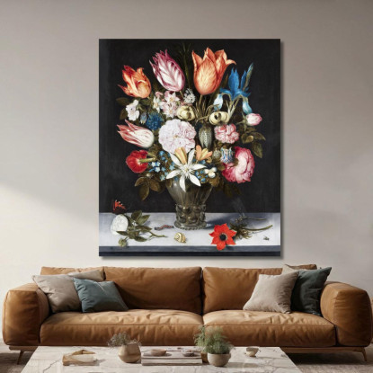 Fiori In Un Bicchiere 1606 Ambrosius Bosschaert abc2 quadro stampato su tela