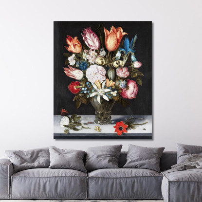 Fiori In Un Bicchiere 1606 Ambrosius Bosschaert abc2 quadro stampato su tela