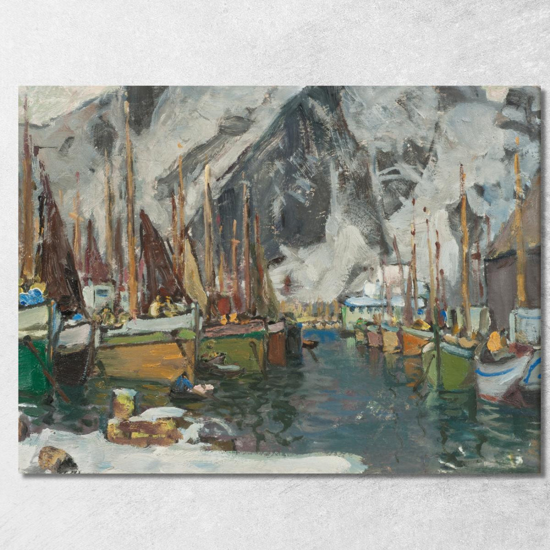 Tra Le Barche Da Pesca A Svolvaer. Studio Da Lofoten Anna Boberg abb6 quadro stampato su tela Tra Le Barche Da Pesca A Svolvaer. Studio Da Lofoten Anna Boberg abb6 quadro stampato su tela