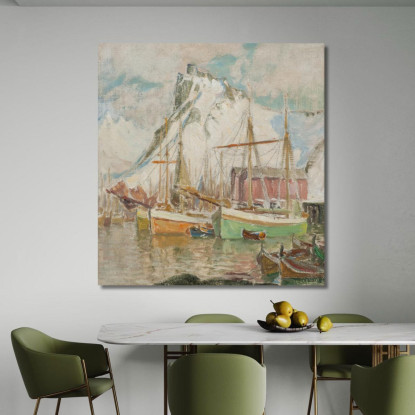 Nel Porto Di Svolvaer. Studio Da Lofoten Anna Boberg abb19 quadro stampato su tela