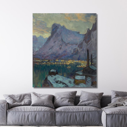 Il Porto Di Svolvaer Al Culmine Della Stagione Di Pesca. Studio Da Lofoten Anna Boberg abb42 quadro stampato su tela