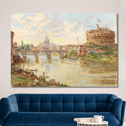 Una Veduta Di Roma Con Castel Sant'Angelo Ponte Sant'Angelo E La Basilica Di San Pietro Sullo Sfondo Antonietta Brandeis abn4 q