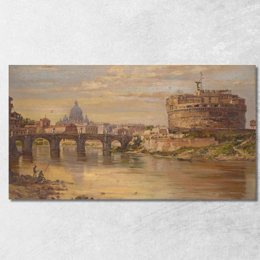 Una Vista Del Tevere Con Castel Sant'Angelo E San Pietro Antonietta Brandeis abn5 quadro stampato su tela