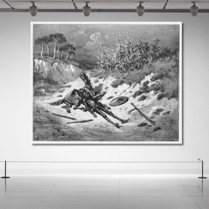 Don Chisciotte Steso A Terra Accanto A Ronzinante Doré Gustave gdr28 quadro stampato su tela