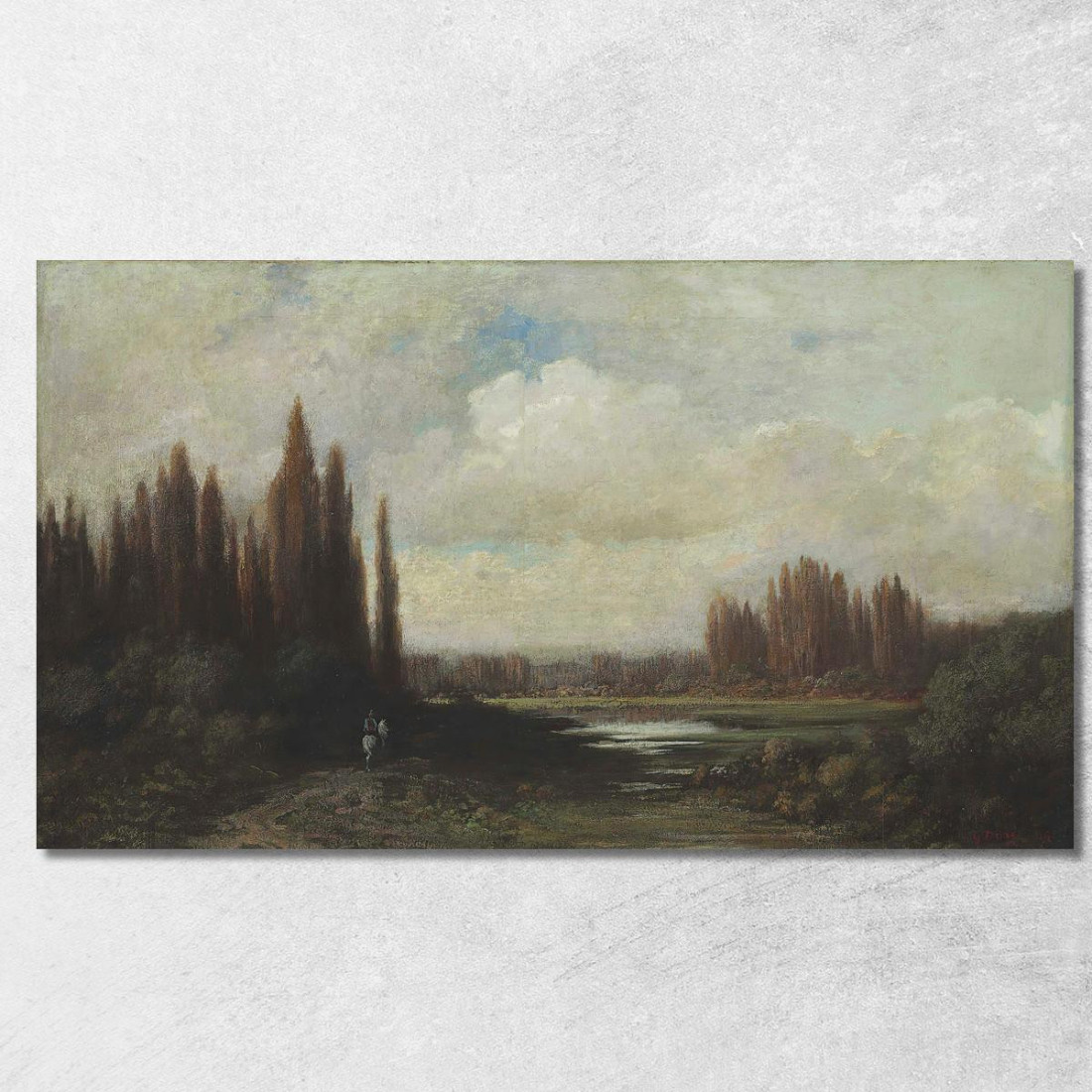 Paesaggio Con Cavaliere Presso Uno Stagno Doré Gustave gdr47 quadro stampato su tela Paesaggio Con Cavaliere Presso Uno Stagno Doré Gustave gdr47 quadro stampato su tela