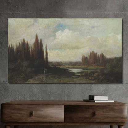 Paesaggio Con Cavaliere Presso Uno Stagno Doré Gustave gdr47 quadro stampato su tela