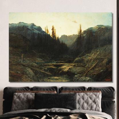 Ruscello In Montagna Al Tramonto Doré Gustave gdr65 quadro stampato su tela