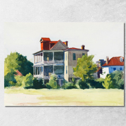 Casa Con Veranda Charleston S.C. Edward Hopper eho71 quadro stampato su tela