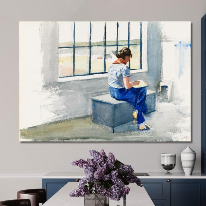 Jo Disegna Nella Truro House Edward Hopper eho78 quadro stampato su tela