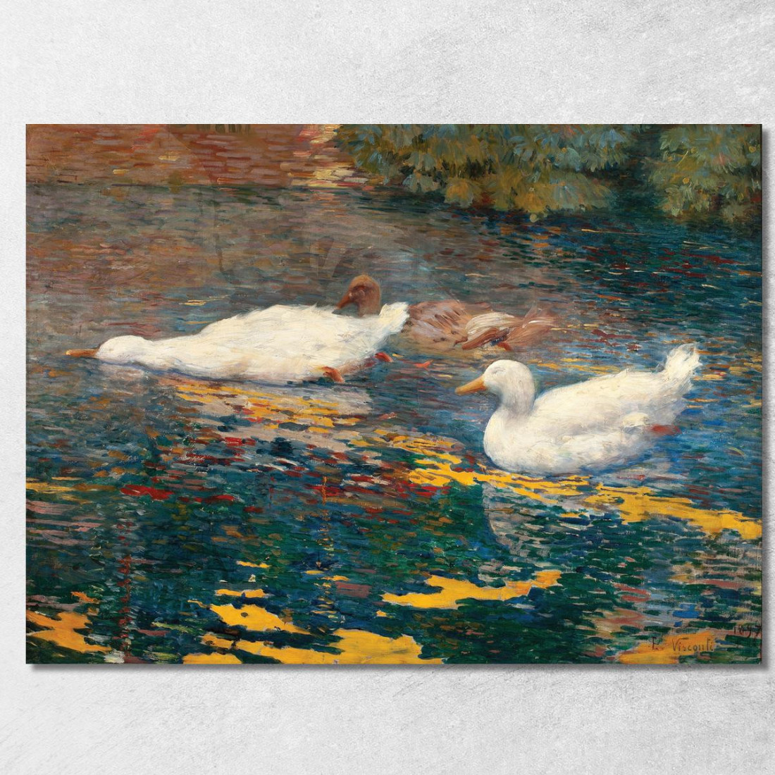 Anatroccoli Sul Lago Eliseu Visconti evs50 quadro stampato su tela Anatroccoli Sul Lago Eliseu Visconti evs50 quadro stampato su tela