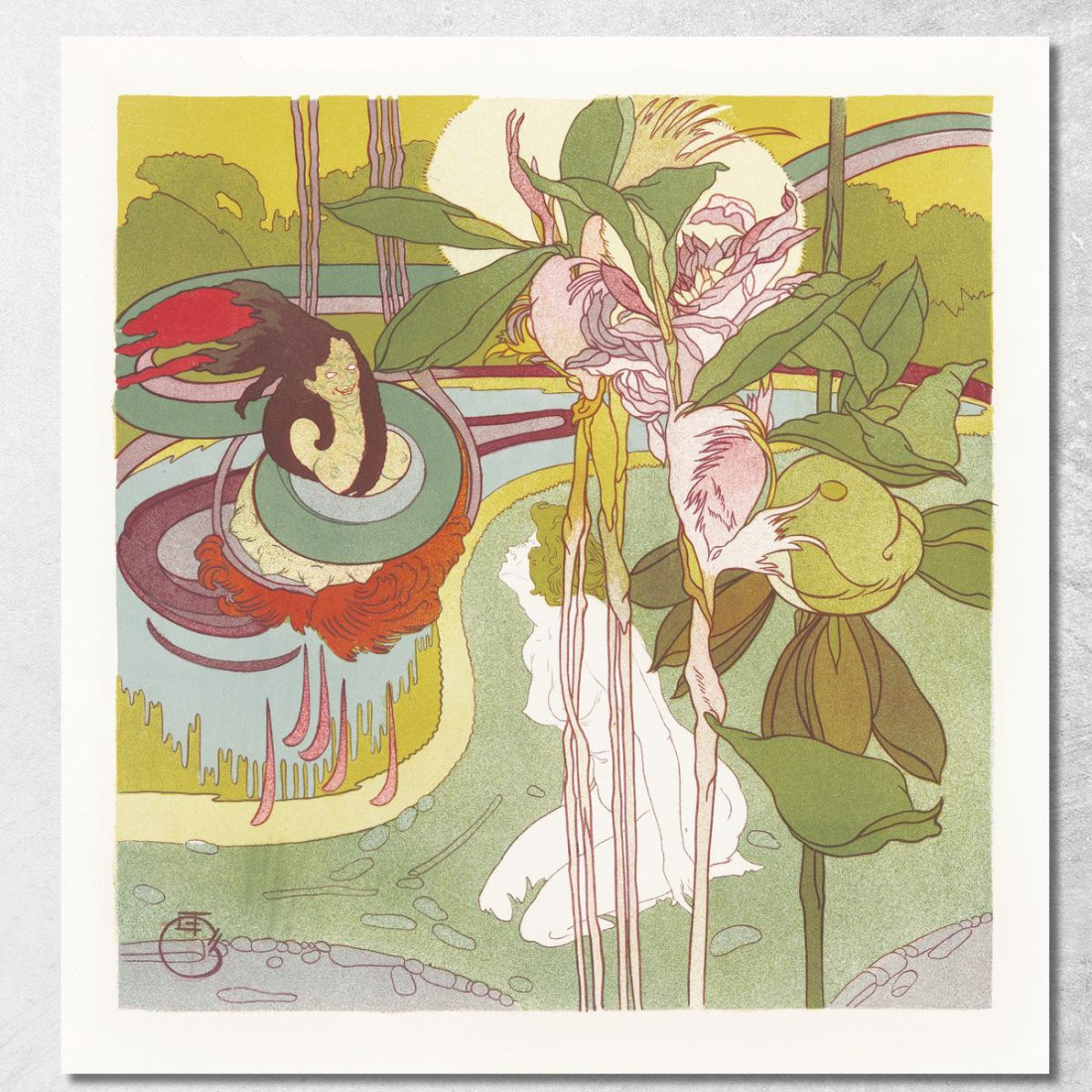 La Donna Ha Una Visione In Un Giardino Georges de Feure gdf14 quadro stampato su tela La Donna Ha Una Visione In Un Giardino Georges de Feure gdf14 quadro stampato su tela