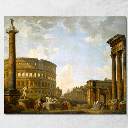 Capriccio Romano Il Colosseo E Altri Monumenti Giovanni Paolo Pannini gpp18 quadro stampato su tela