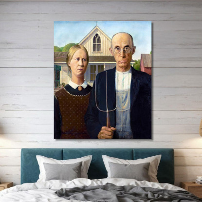 Gotico Americano Grant Wood gwo1 quadro stampato su tela