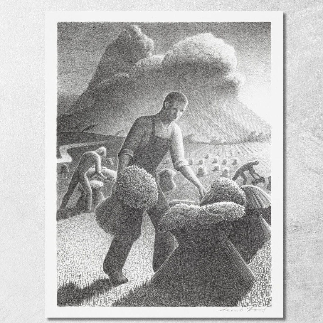 Tempesta In Avvicinamento Grant Wood gwo2 quadro stampato su tela Tempesta In Avvicinamento Grant Wood gwo2 quadro stampato su tela