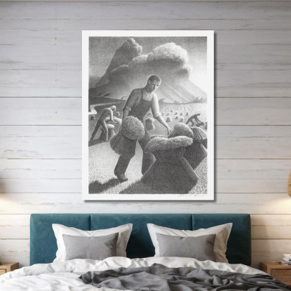 Tempesta In Avvicinamento Grant Wood gwo2 quadro stampato su tela