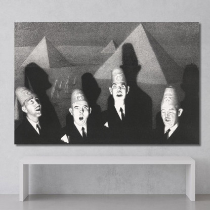 Quartetto Di Shriner Grant Wood gwo4 quadro stampato su tela