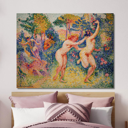 Stampa Giclée Raffigurante Due Ninfe In Corsa Henri Edmond Cross hec6 quadro stampato su tela