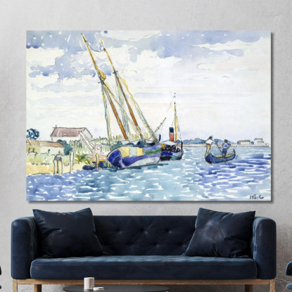 Barche Con Scena Marina Vicino A Venezia Henri Edmond Cross hec11 quadro stampato su tela