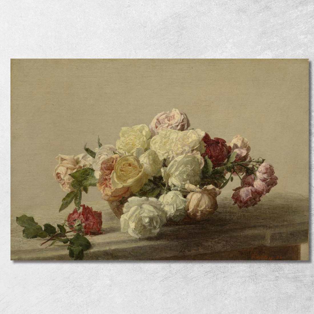 Ciotola Di Rose Su Un Tavolo Di Marmo Henri Fantin-Latou hfl3 quadro stampato su tela Ciotola Di Rose Su Un Tavolo Di Marmo Henri Fantin-Latou hfl3 quadro stampato su tela