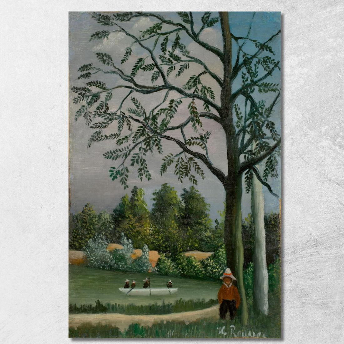 Paesaggio Con Pescatori Henri Rousseau hrs19 quadro stampato su tela Paesaggio Con Pescatori Henri Rousseau hrs19 quadro stampato su tela