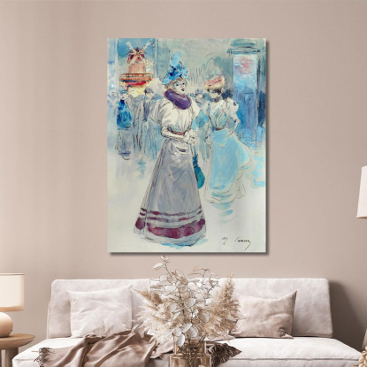 Elegante Con Un Cappello Blu Davanti Al Moulin Rouge Place Blanche 18° Arrondissement Henry Somm hmm5 quadro stampato su tela