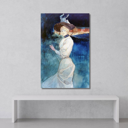 Elegante In Un Abito Bianco In Un Paesaggio Henry Somm hmm7 quadro stampato su tela