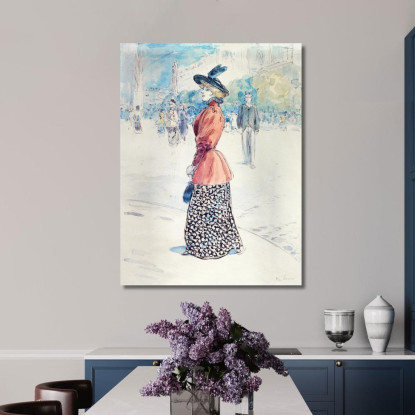 Elegante Su Un Viale Henry Somm hmm9 quadro stampato su tela