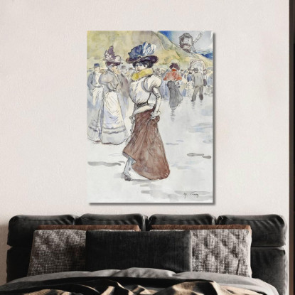 Passeggiatori Davanti Al Mulino Della Galette Attuale 18° Arrondissement Henry Somm hmm14 quadro stampato su tela