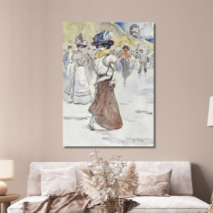 Passeggiatori Davanti Al Mulino Della Galette Attuale 18° Arrondissement Henry Somm hmm14 quadro stampato su tela