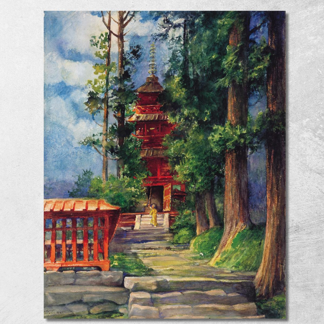 Pagoda Rossa Nikko John La Farge jlf24 quadro stampato su tela