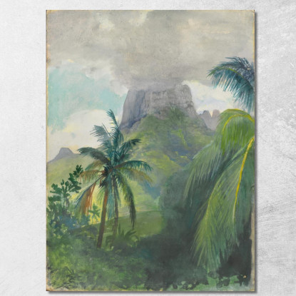 Il Picco Di Maua Roa. Mezzogiorno. Isola Di Moorea. Isole Della Società. Uponohu John La Farge jlf37 quadro stampato su tela