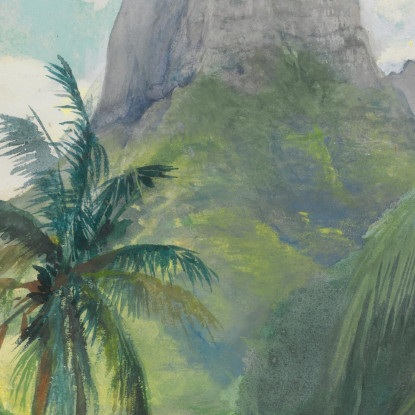 Il Picco Di Maua Roa. Mezzogiorno. Isola Di Moorea. Isole Della Società. Uponohu John La Farge jlf37 quadro stampato su tela