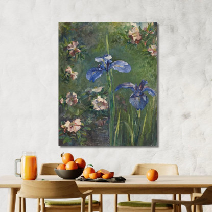 Rose Selvatiche E Iris John La Farge jlf44 quadro stampato su tela