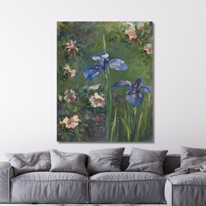 Rose Selvatiche E Iris John La Farge jlf44 quadro stampato su tela