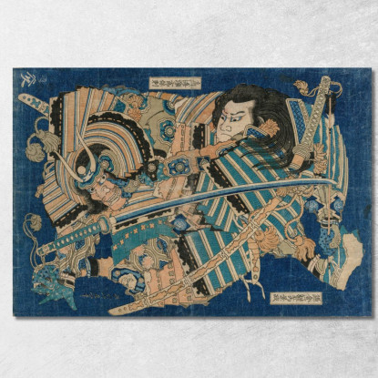 Kamakura No Gengoro Sequestrando Torinoumi Tasaburo katsushika hokusai khk29 quadro stampato su tela