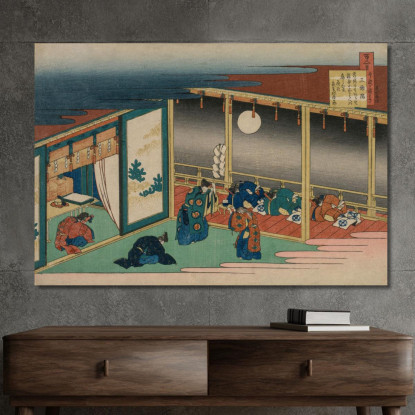 Poesia Dell'Imperatore Sanjo katsushika hokusai khk48 quadro stampato su tela