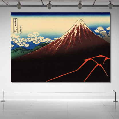 Temporale Sotto La Vetta katsushika hokusai khk54 quadro stampato su tela