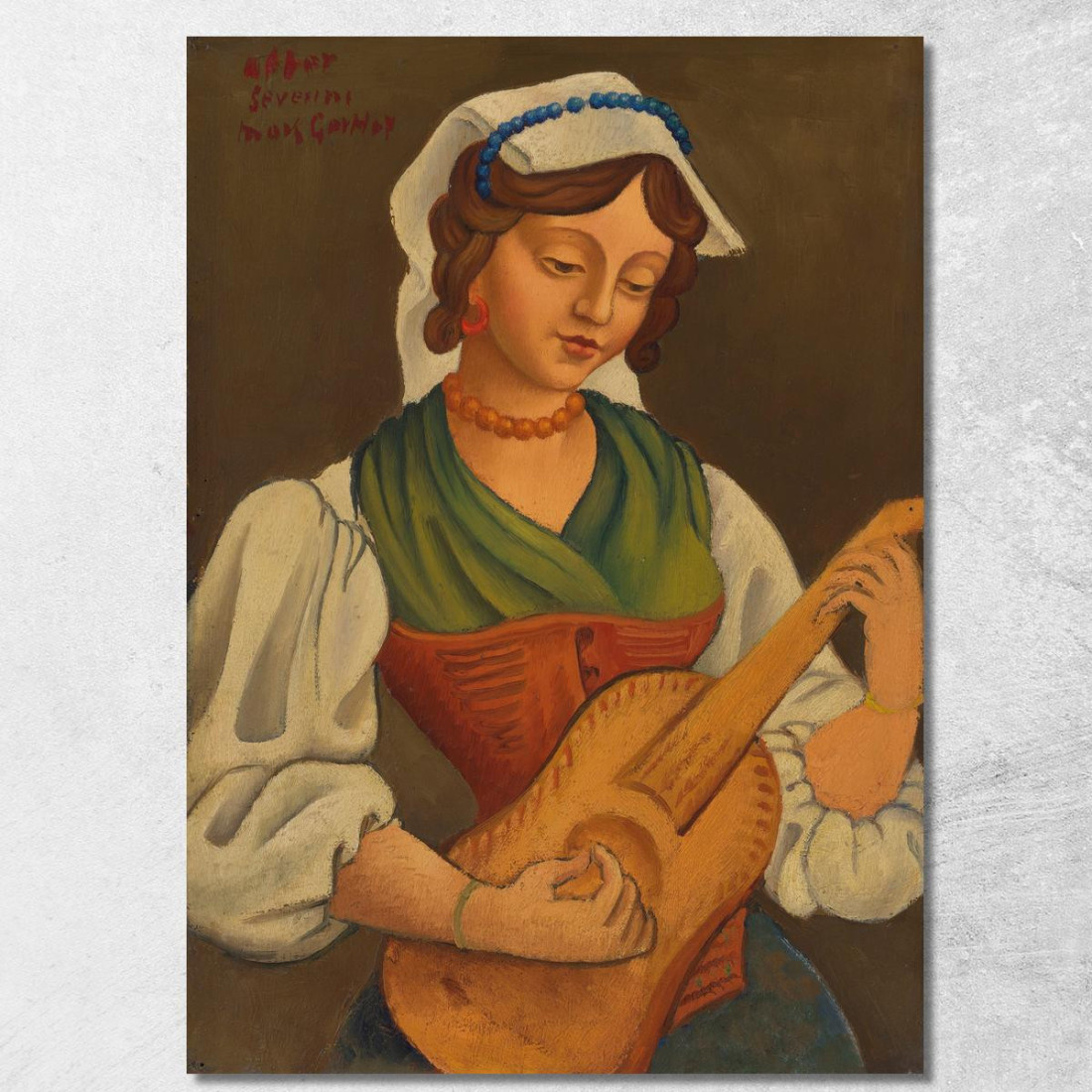 Ragazza Con Mandolino Da Gino Severini Mark Gertler mgr7 quadro stampato su tela Ragazza Con Mandolino Da Gino Severini Mark Gertler mgr7 quadro stampato su tela