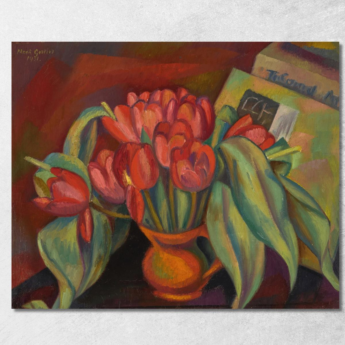 Natura Morta Con Tulipani Rossi Mark Gertler mgr25 quadro stampato su tela Natura Morta Con Tulipani Rossi Mark Gertler mgr25 quadro stampato su tela