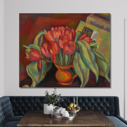 Natura Morta Con Tulipani Rossi Mark Gertler mgr25 quadro stampato su tela