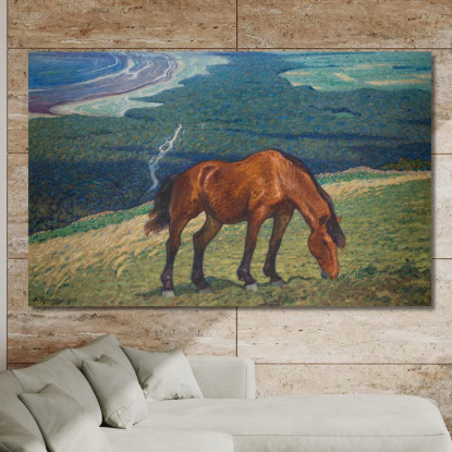 Cavallo Al Pascolo Nils Kreuger nkr20 quadro stampato su tela