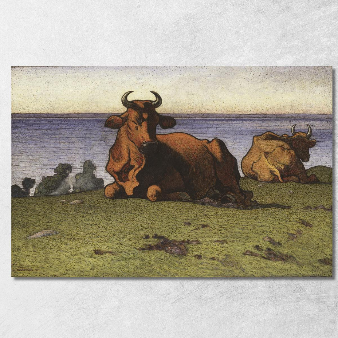 Mucche A Riposo. Motivo Da Öland Nils Kreuger nkr44 quadro stampato su tela Mucche A Riposo. Motivo Da Öland Nils Kreuger nkr44 quadro stampato su tela