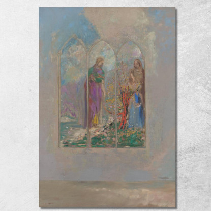 Devozione Vicino A Un Cespuglio Rosso Odilon Redon ord18 quadro stampato su tela