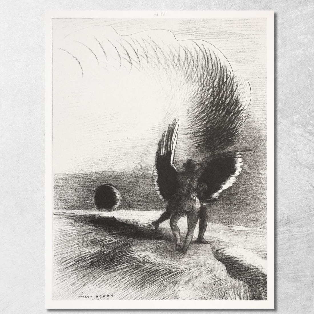 All'Ombra Dell'Ala La Creatura Nera Bit Odilon Redon ord32 quadro stampato su tela All'Ombra Dell'Ala La Creatura Nera Bit Odilon Redon ord32 quadro stampato su tela
