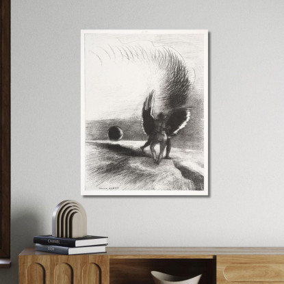 All'Ombra Dell'Ala La Creatura Nera Bit Odilon Redon ord32 quadro stampato su tela