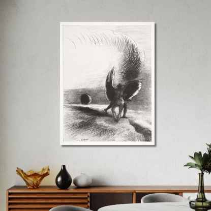 All'Ombra Dell'Ala La Creatura Nera Bit Odilon Redon ord32 quadro stampato su tela