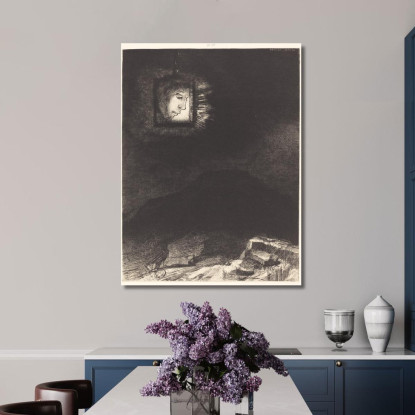 Bagliore Precario Una Testa Sospesa All'Infinito Odilon Redon ord42 quadro stampato su tela