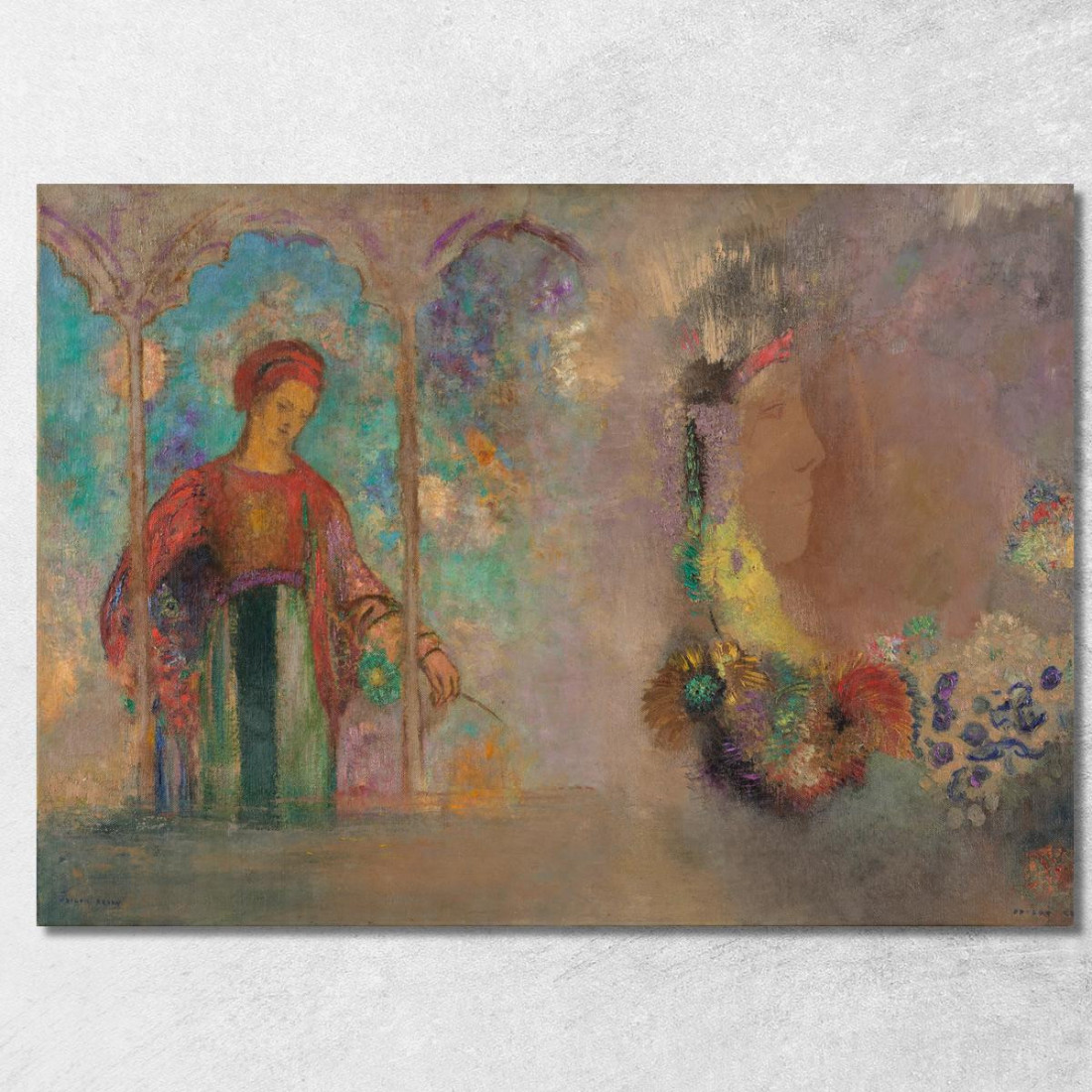 Donna In Una Sala Giochi Gotica Donna Con Fiori Odilon Redon ord95 quadro stampato su tela Donna In Una Sala Giochi Gotica Donna Con Fiori Odilon Redon ord95 quadro stampato su tela