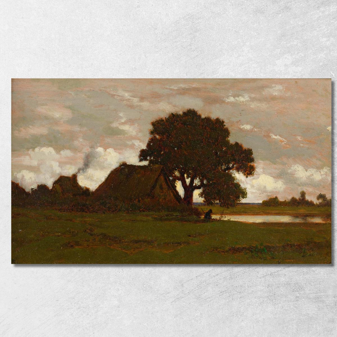 Cottage Dal Tetto Di Paglia Vicino Allo Stagno Théodore Rousseau trs10 quadro stampato su tela Cottage Dal Tetto Di Paglia Vicino Allo Stagno Théodore Rousseau trs10 quadro stampato su tela