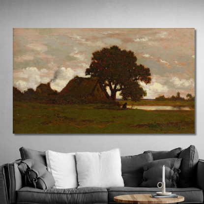 Cottage Dal Tetto Di Paglia Vicino Allo Stagno Théodore Rousseau trs10 quadro stampato su tela